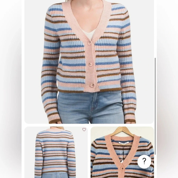 English Factory Knit Striped Cropped Cardigan - Picture 6 of 6